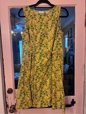 Sleeveless Yellow Floral Tie-Waist Mini Dress by Field Day